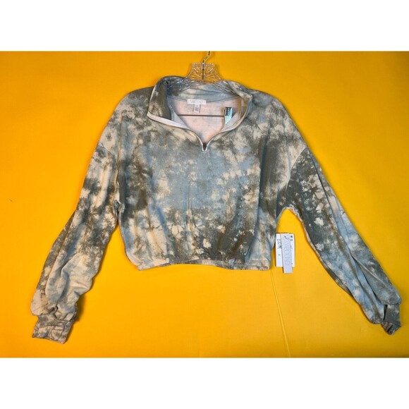 Abound Half Zip Cropped Sweatshirt Womens XS Blue Tie Dye Raglan Sleeve NWT - Picture 1 of 7